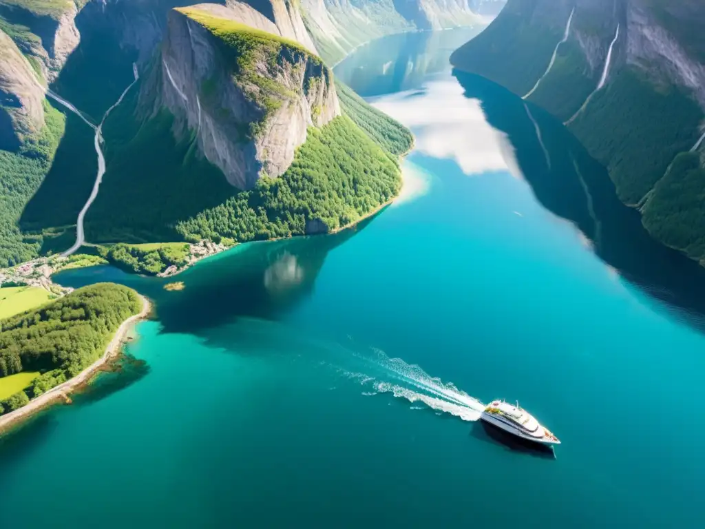 Exploración ecosistemas fiordos escandinavos: majestuosos fiordos noruegos con aguas turquesa, acantilados imponentes y luz brillante