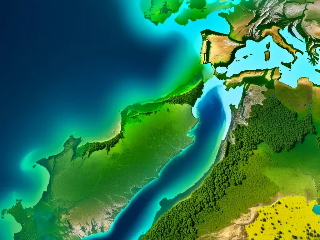 Simulación de ecosistemas globales: Imagen de satélite de alta resolución muestra la diversidad de paisajes naturales en todo el mundo