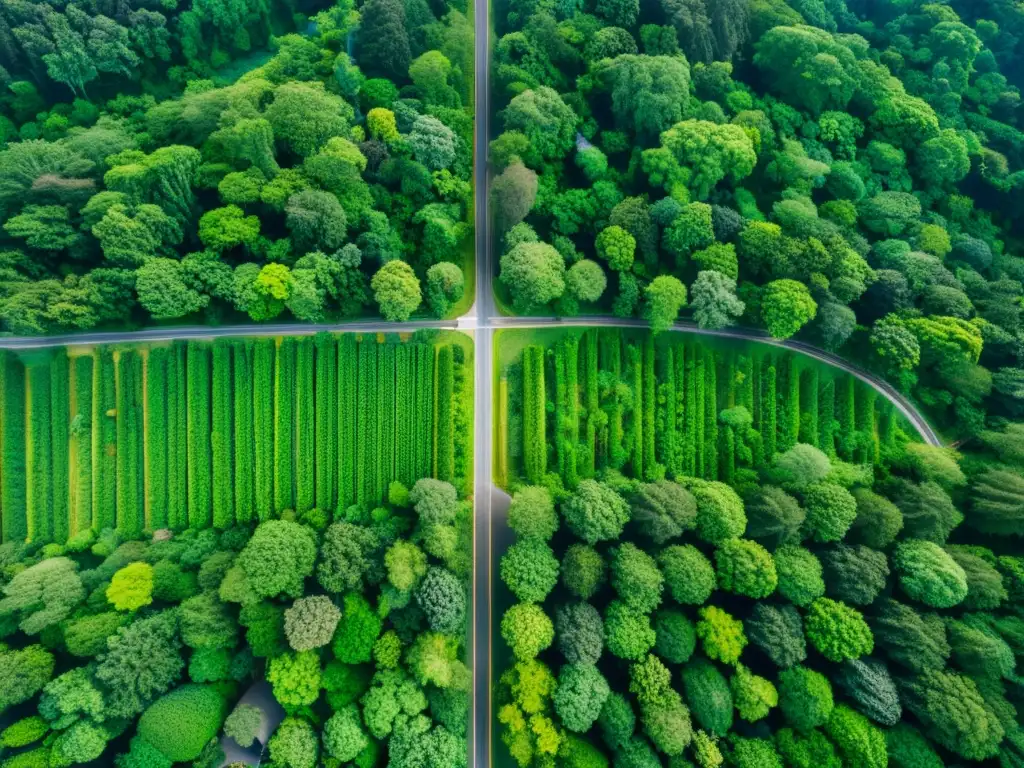 Transformación ecosistémica: contraste entre exuberante bosque y expansión urbana