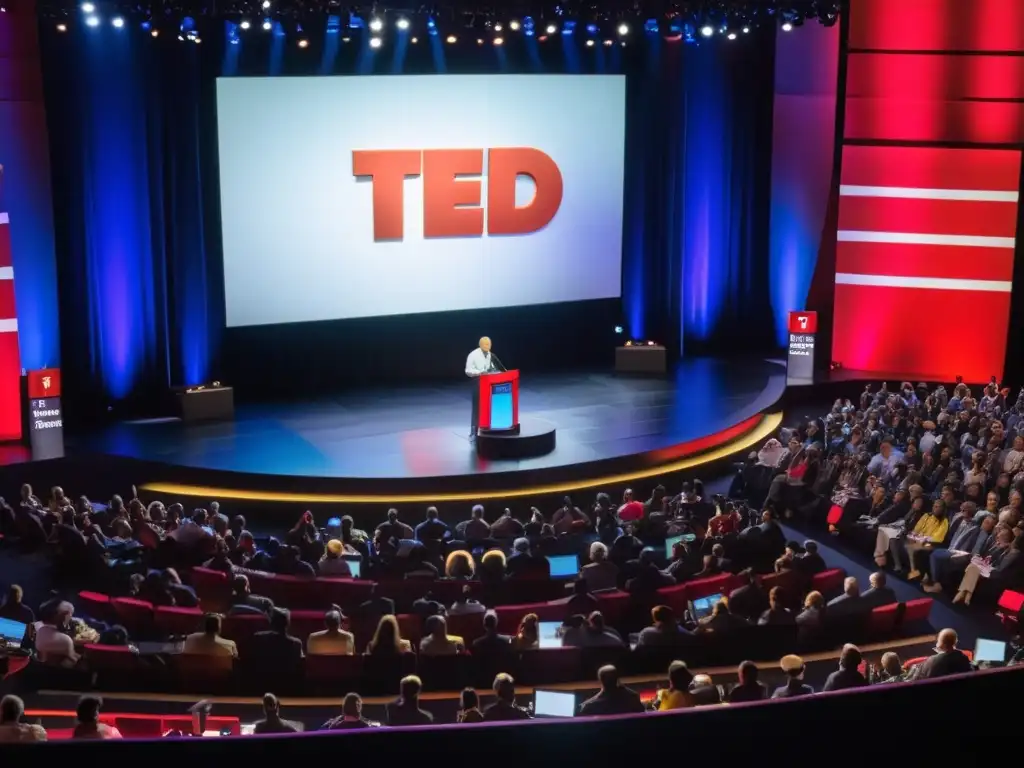 Una emotiva charla sobre conservación del medio ambiente en un evento TED, con una audiencia diversa unida por una causa común