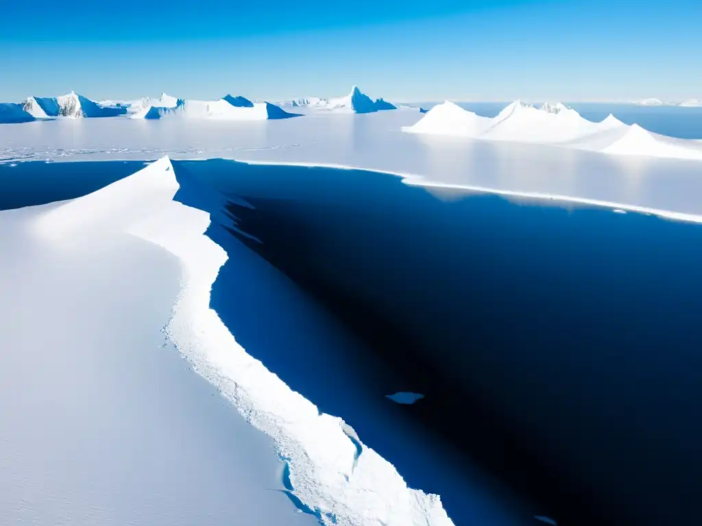 Enorme capa de hielo polar con montañas nevadas y oso polar