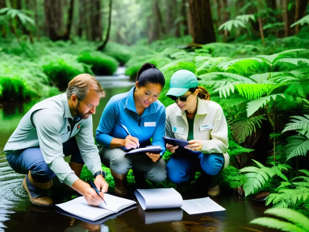 Equipo de auditores ambientales certificados evaluando la salud y sostenibilidad de diversos ecosistemas naturales