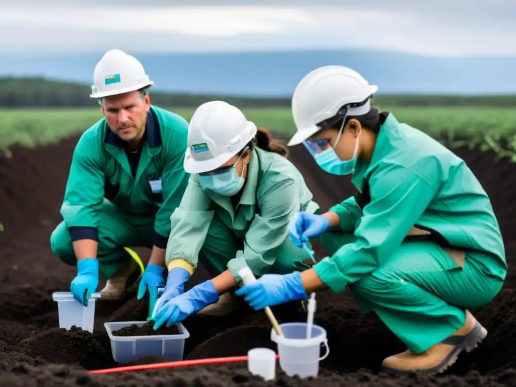 Un equipo de científicos ambientales evaluando impacto ambiental en un ecosistema local