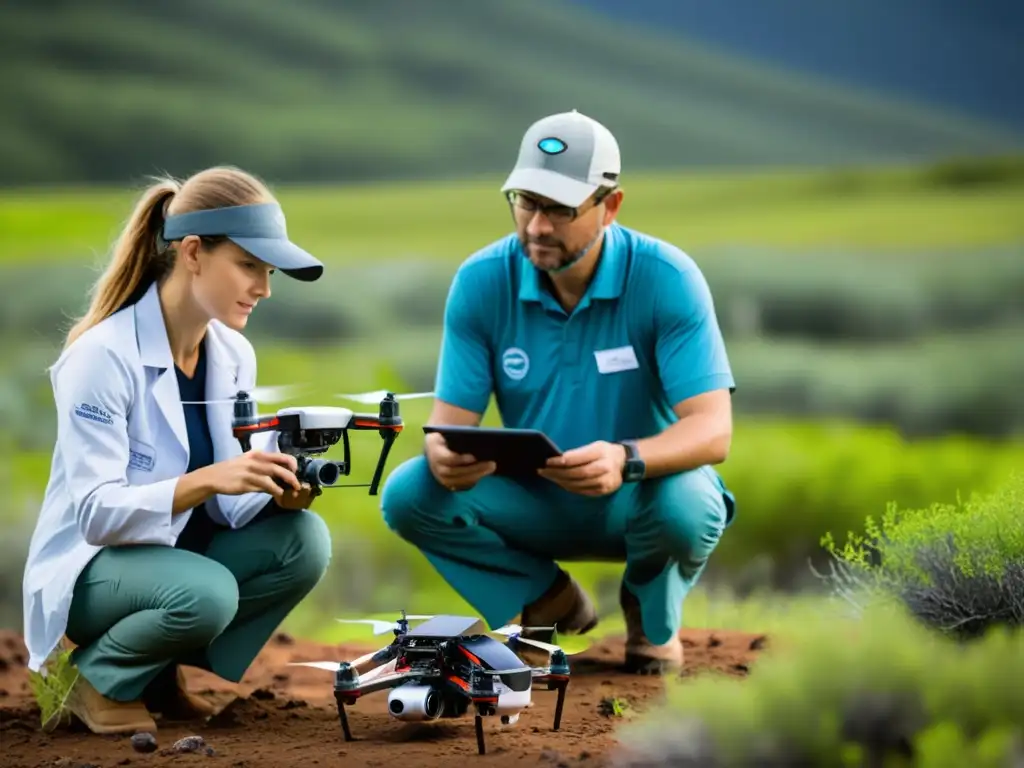 Un equipo de científicos utiliza tecnología avanzada para estudiar un ecosistema diverso, recolectando datos y analizando muestras