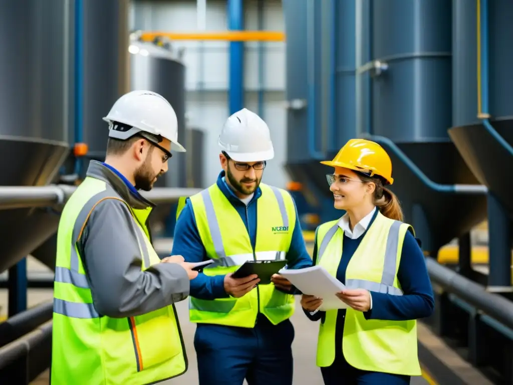 Equipo de ingenieros realizando auditoría energética en planta industrial