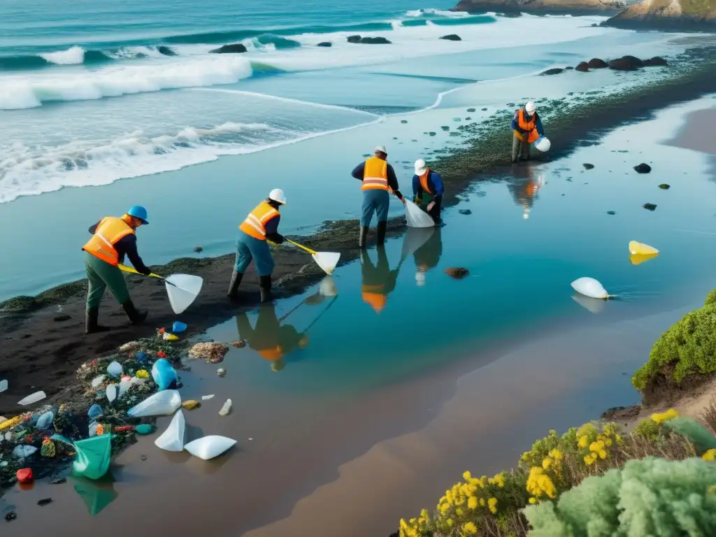 Un equipo de biólogos marinos y ambientalistas restaura la costa, eliminando la contaminación plástica