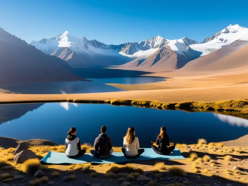 Un escenario sereno en el altiplano andino, donde el yoga se funde con la naturaleza en armonía