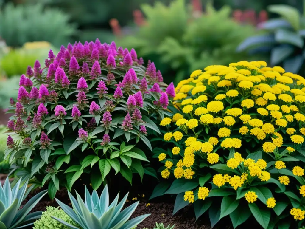 Selección especies cubierta vegetal en exuberante jardín con variedad de plantas nativas en pleno florecimiento