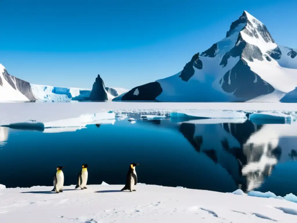 Espectacular paisaje antártico con pingüinos en ecosistema único Antártida