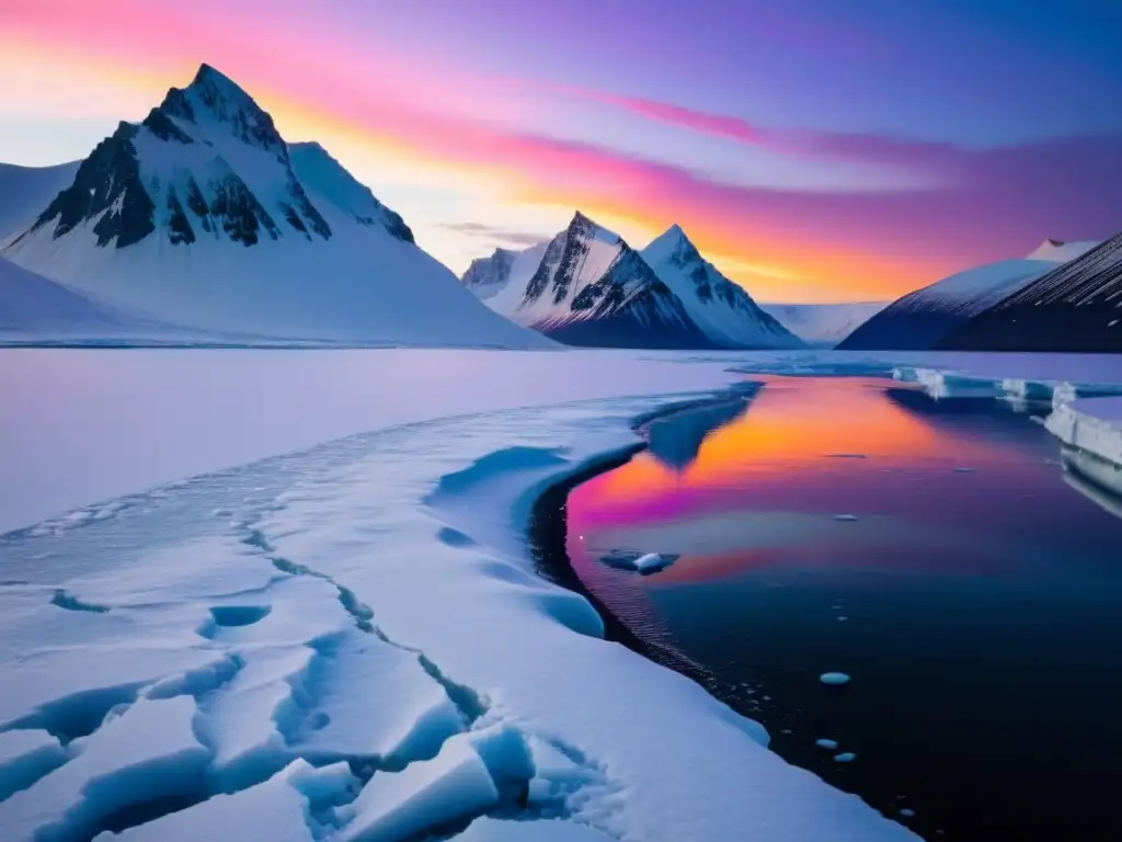 Espléndido atardecer ártico iluminando la gélida tundra con tonos cálidos