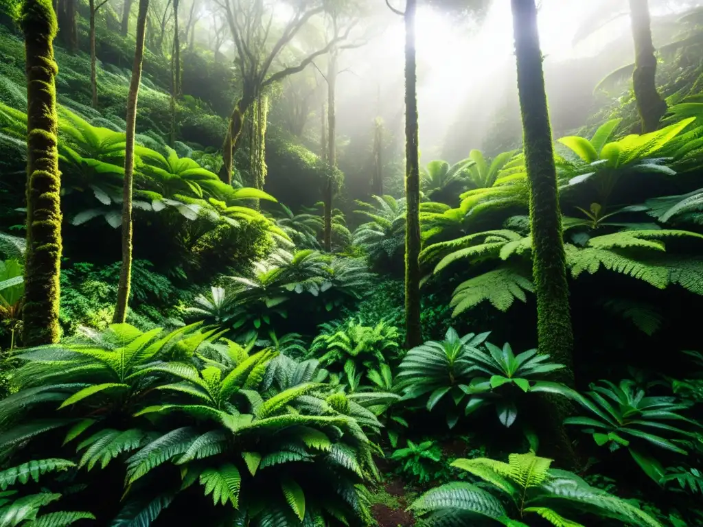 Espléndido bosque de laurel en Anaga Rural Park, con exuberante vegetación y vida silvestre endémica