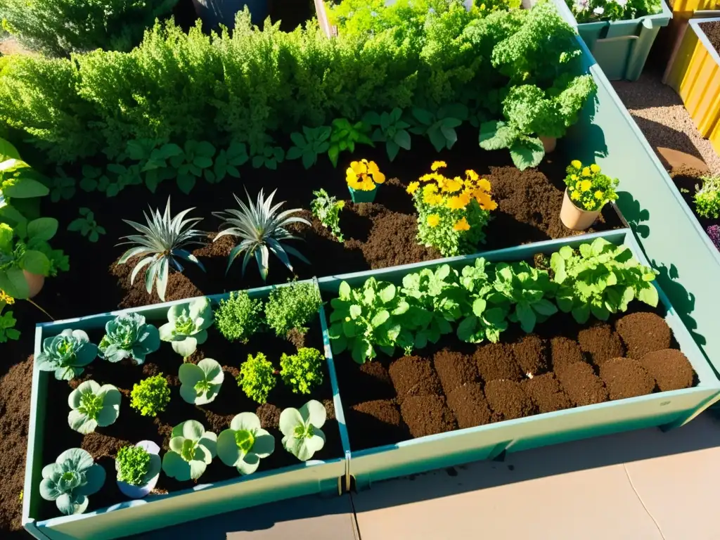 Estudiantes y maestros colaboran en un vibrante jardín escolar con compostaje