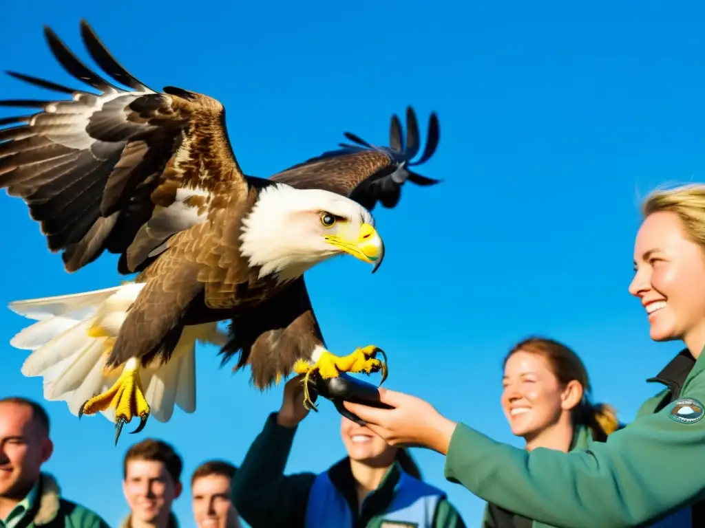 Estudiantes liberan águila en la naturaleza, representando postgrados en conservación de fauna silvestre