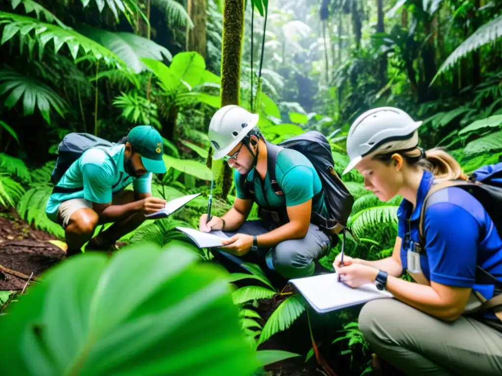 Estudiantes de postgrado en gestión ambiental realizan investigación de campo en una exuberante selva tropical