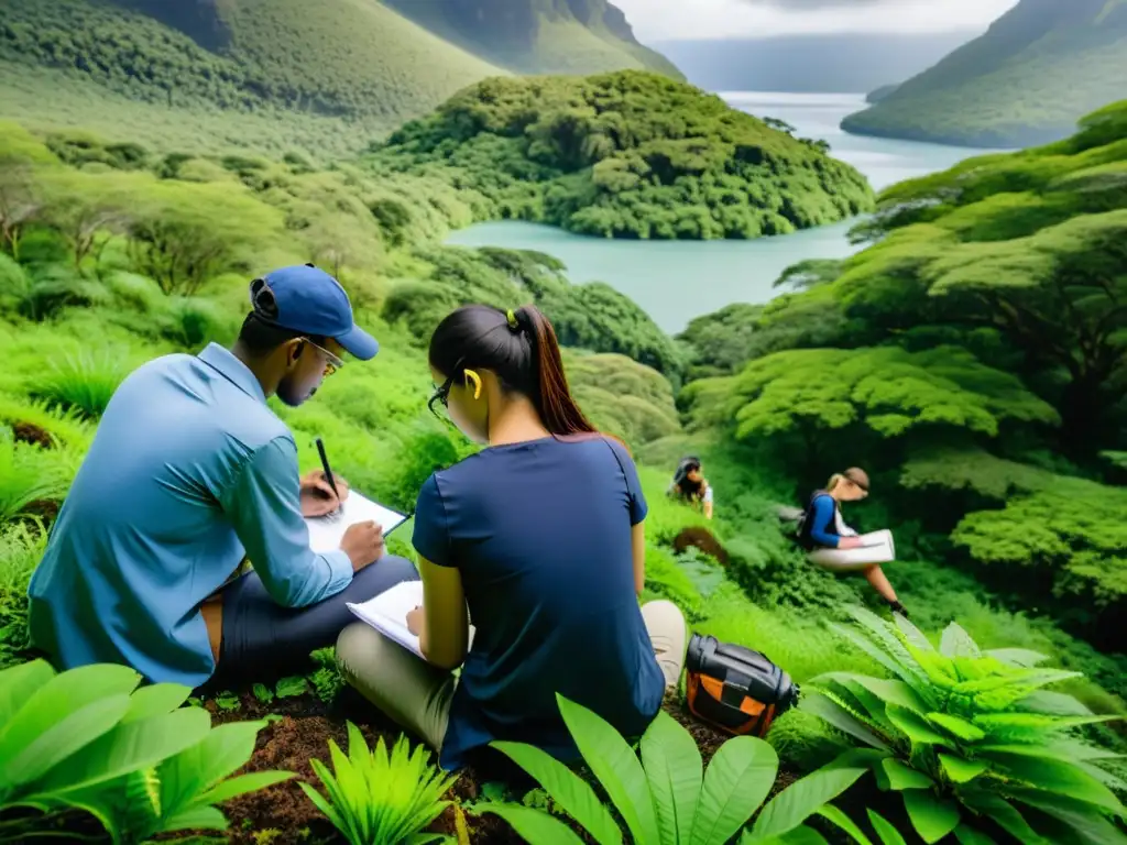 Estudiantes de postgrado documentando la diversa vida en ecosistemas - Postgrados proyectos reales ecosistemas