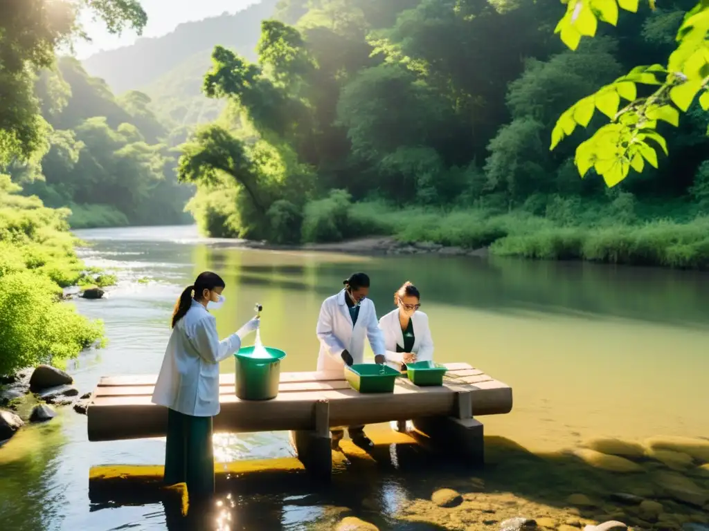 Estudiantes realizan prácticas de calidad del agua en un río