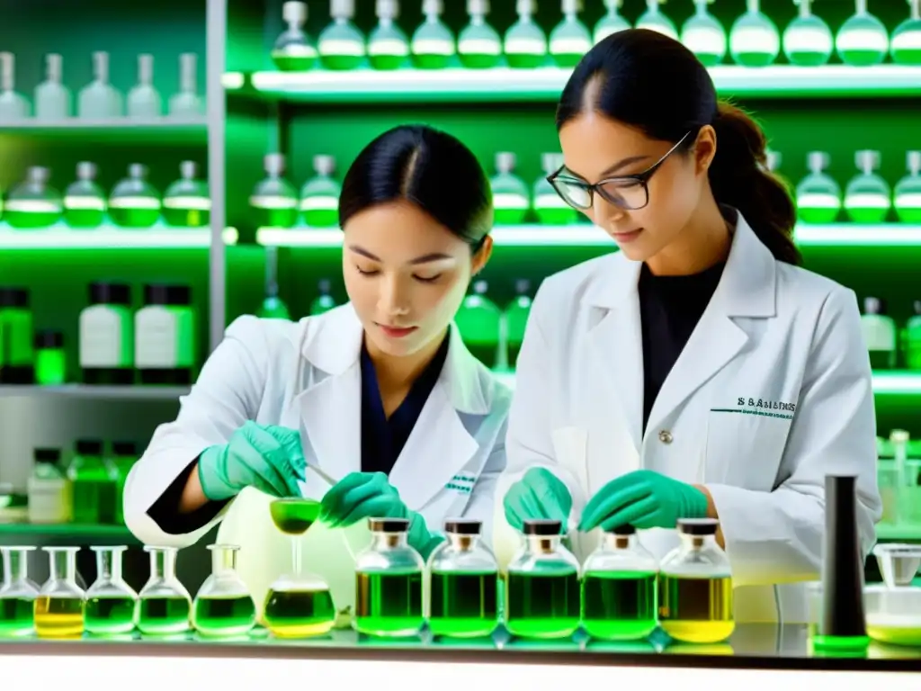 Expertos en la industria de belleza ecológica innovaciones formulando productos de cuidado orgánico con precisión científica