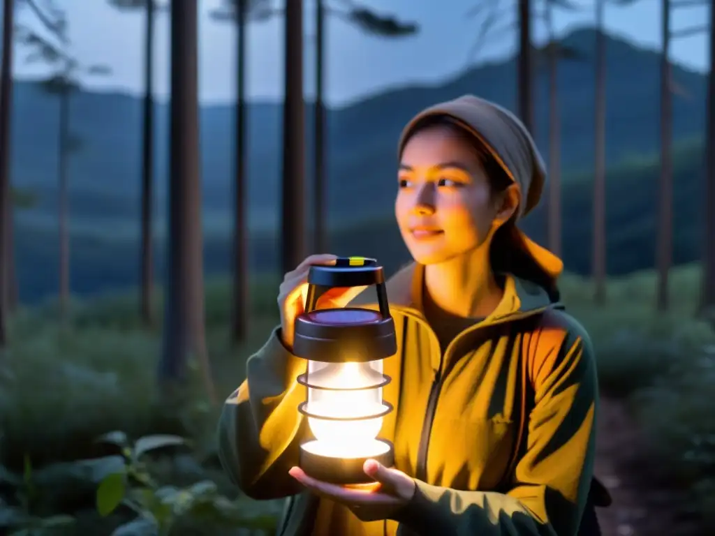 Exploración nocturna con linternas solares, conectando con la naturaleza