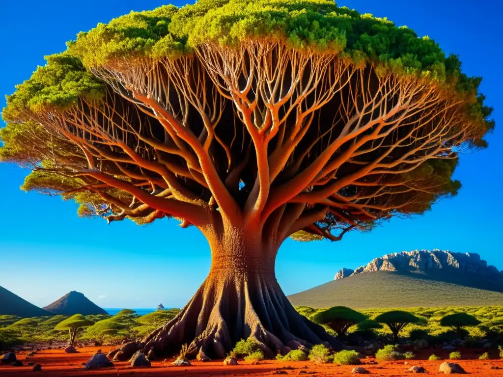 Extrañas formas de vida en Socotra: la impresionante belleza de los árboles de sangre de dragón contra un cielo azul profundo