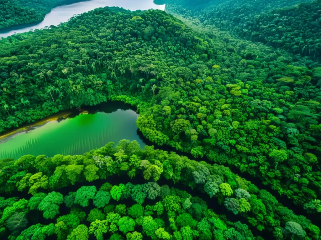 Un exuberante y biodiverso bosque lluvioso con vida vegetal y animal