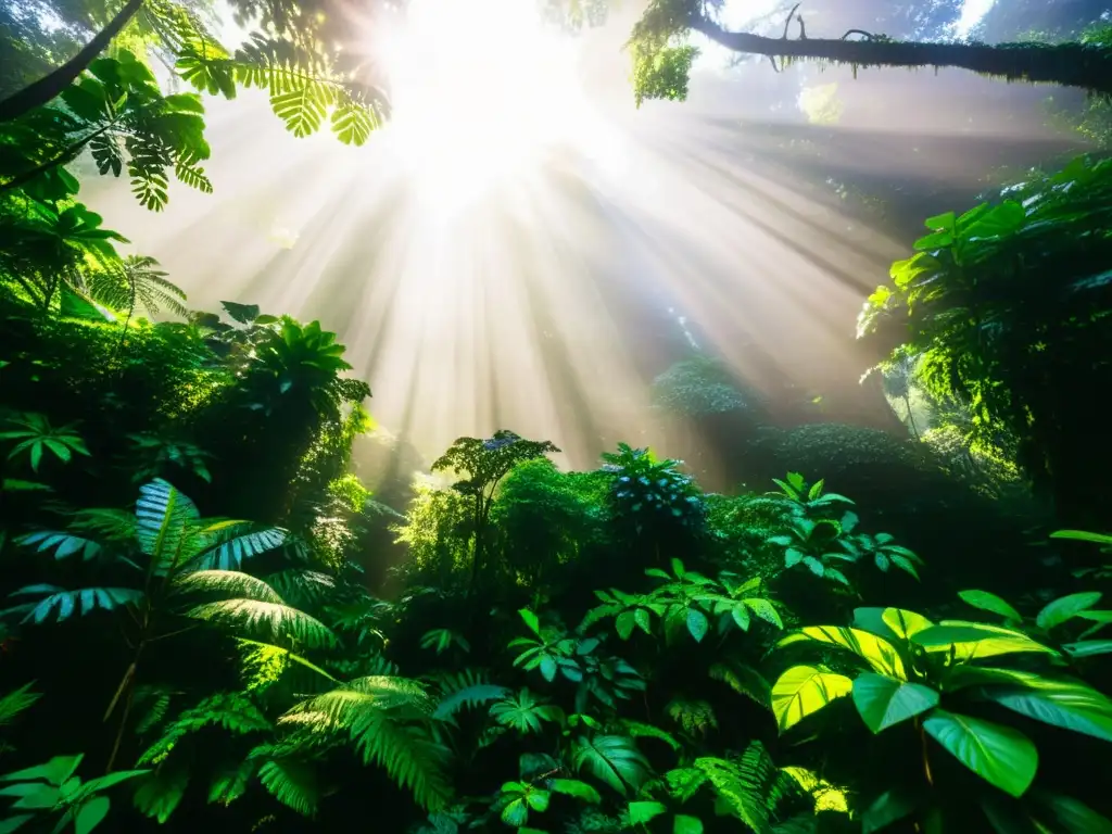 Un exuberante bosque lluvioso con una diversidad de vida