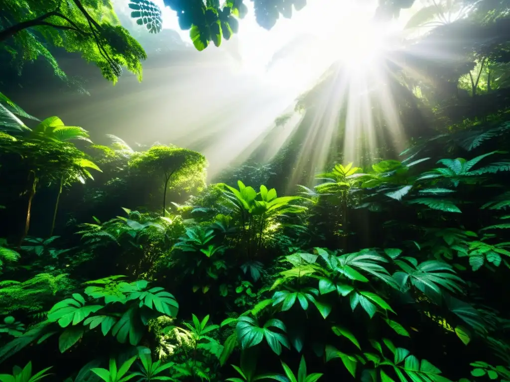 Un exuberante bosque lluvioso con una diversidad de vida vegetal y el impacto de la agricultura itinerante en los ecosistemas forestales