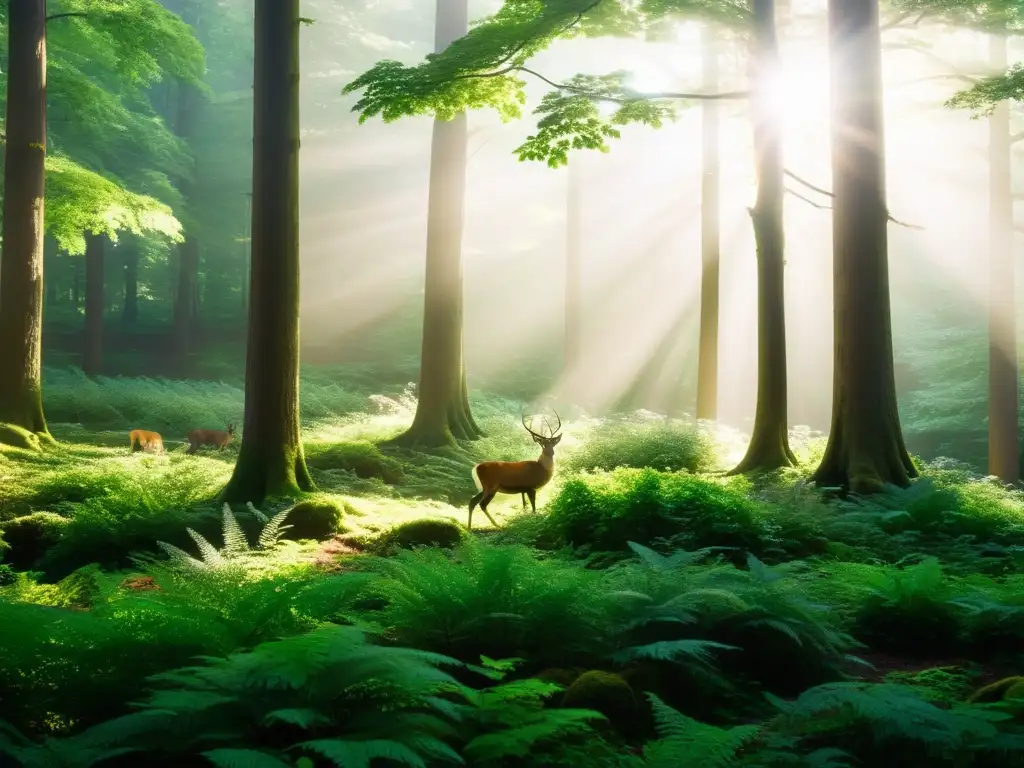 Un exuberante bosque templado rebosante de vida silvestre, ideal para el equipo de observación fauna bosques templados