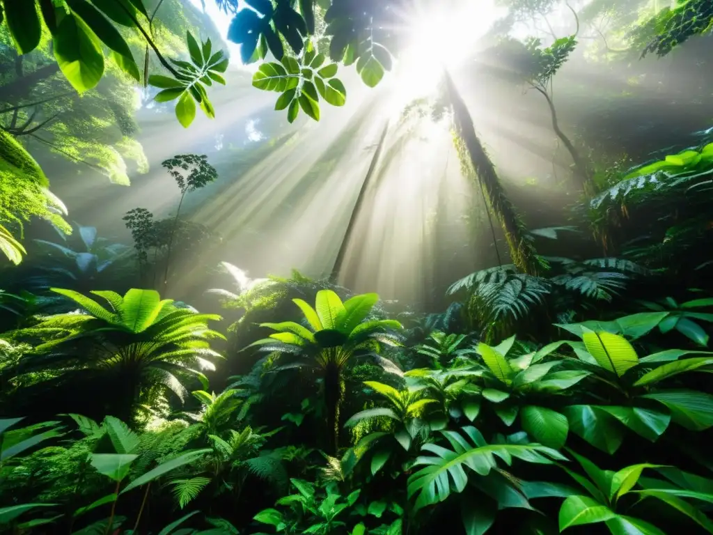 Un exuberante bosque tropical con una diversidad de especies vegetales y vida silvestre