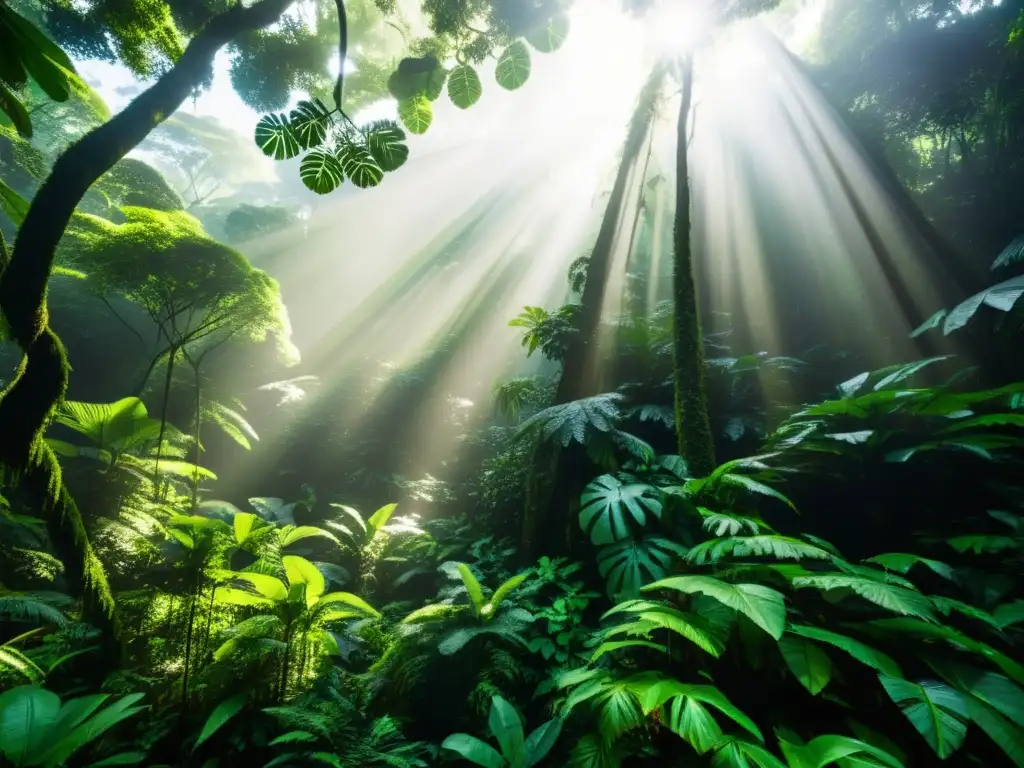 Un exuberante bosque tropical con vida silvestre diversa y medidas para reducir huella carbono bosques tropicales