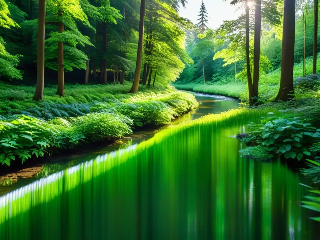 Un exuberante bosque verde, hogar de una diversidad de árboles, plantas y vida silvestre