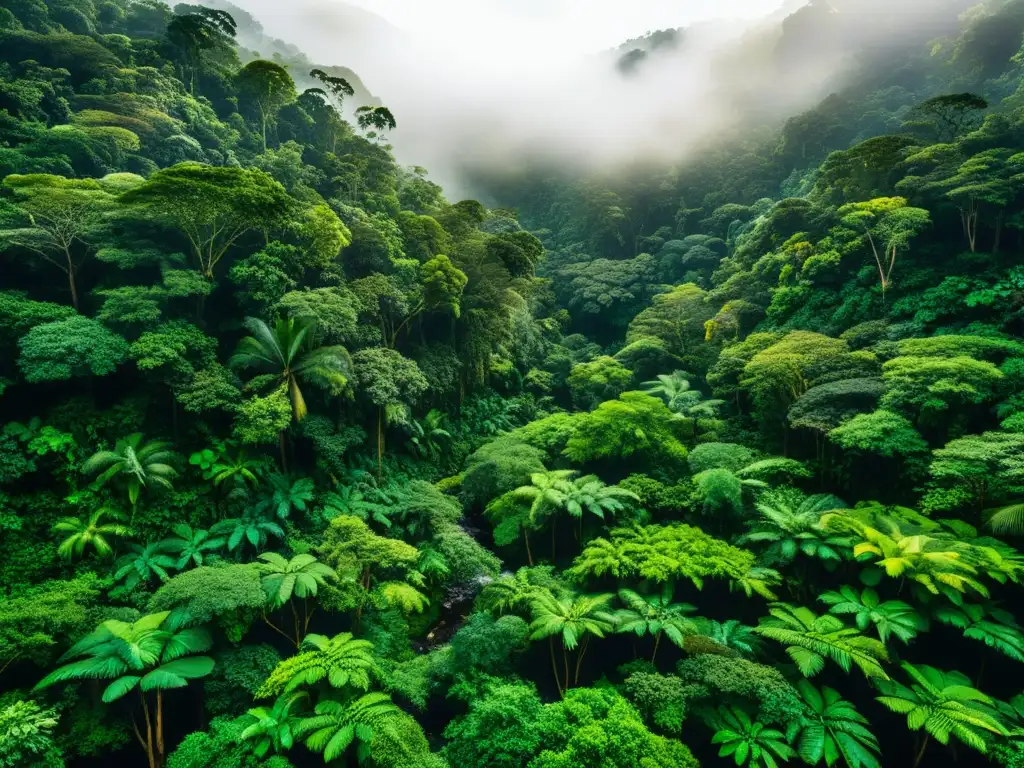 Un exuberante y denso bosque lluvioso rebosante de vida