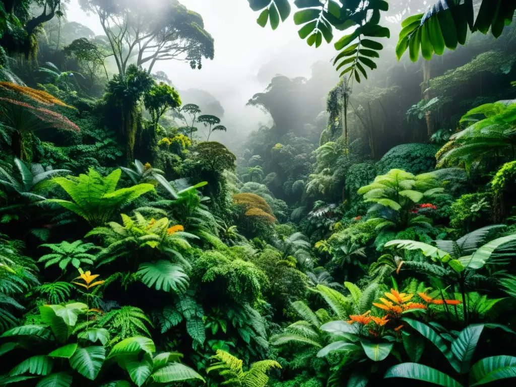 Un exuberante y diverso bosque lluvioso, hogar de una increíble biodiversidad