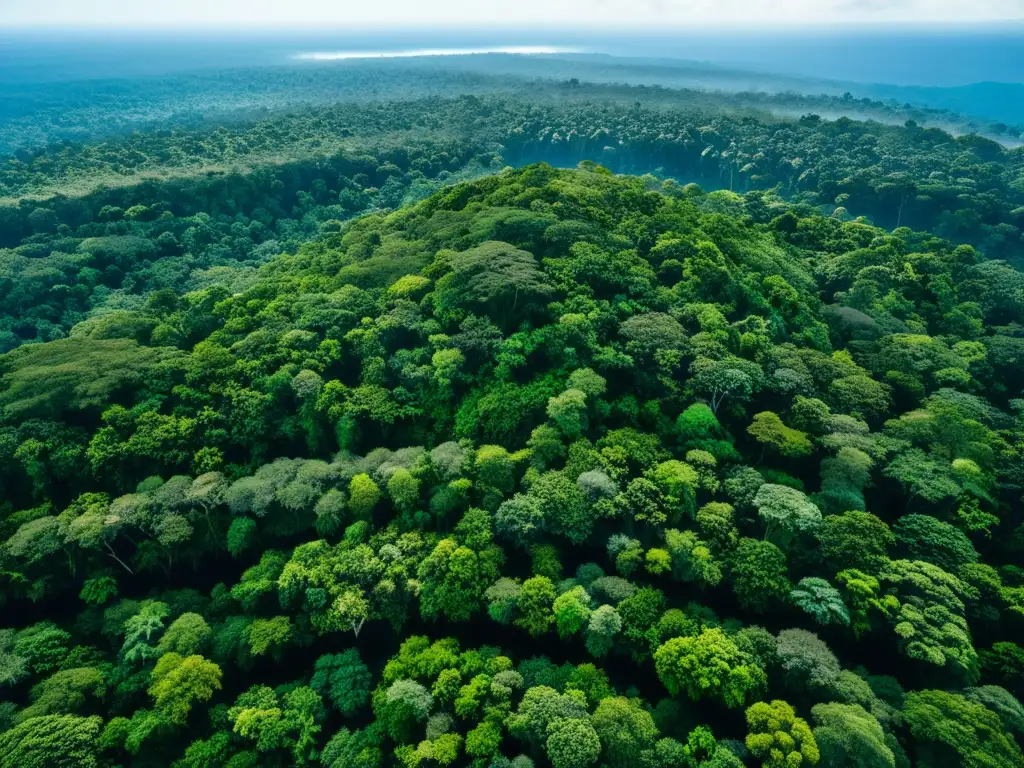 Un exuberante dosel forestal con rayos de sol, destacando la importancia de preservar los ecosistemas