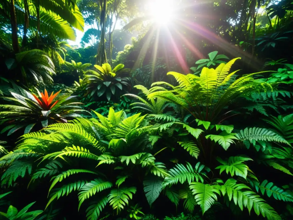 Exuberante flora endémica en selva remota, reflejo de apreciación sonidos ecosistemas insulares