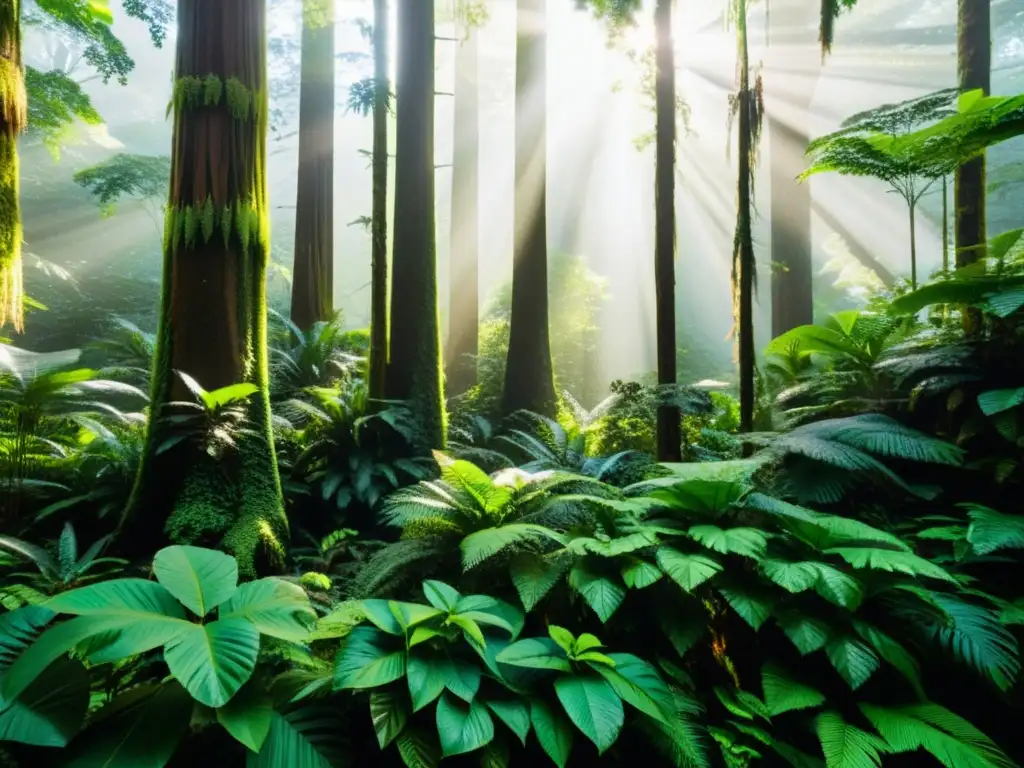 Un exuberante y frondoso bosque tropical, con una diversidad de vida vegetal y animal