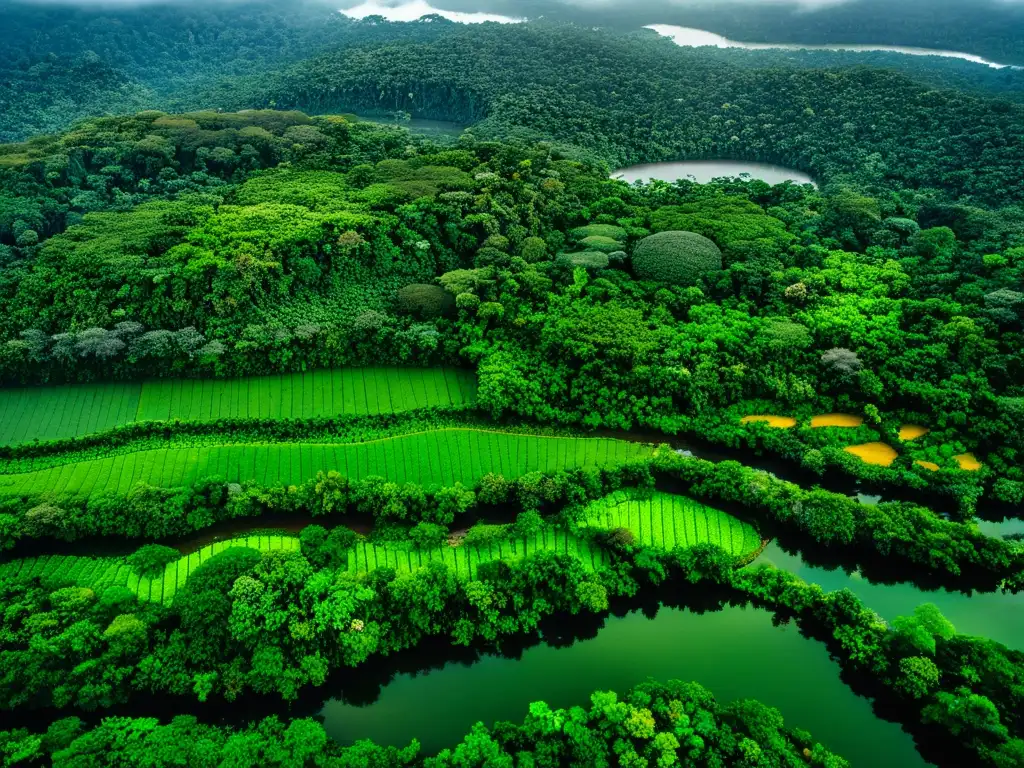 Un exuberante paisaje de la selva amazónica, con flora y fauna variada