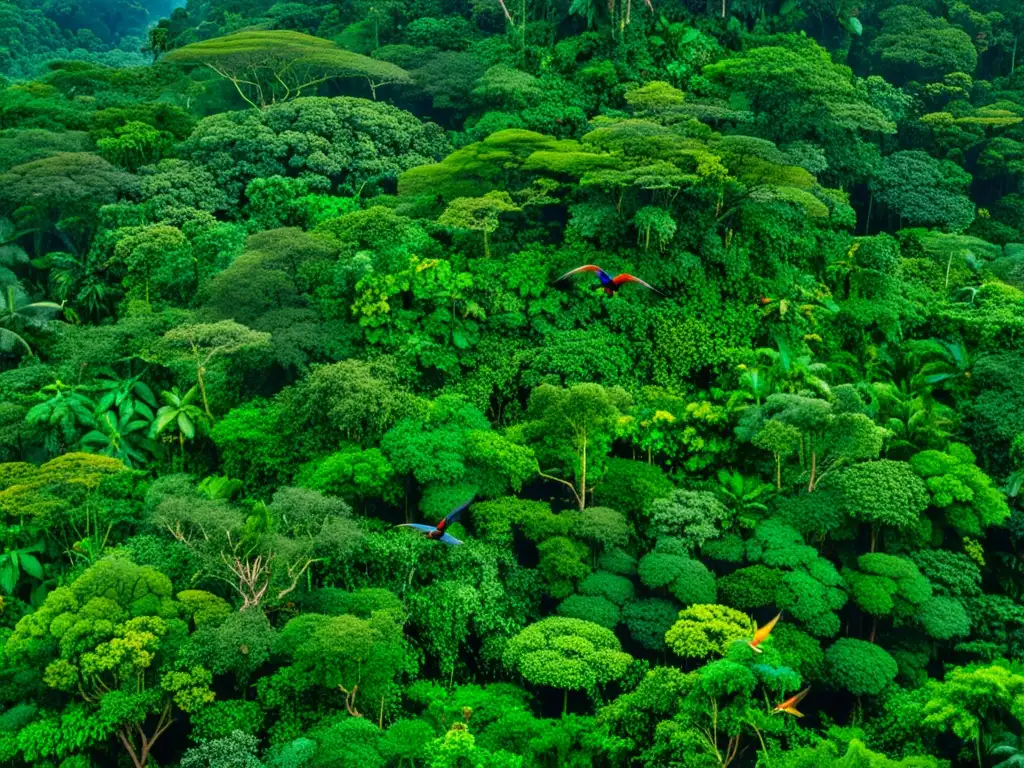 Una exuberante selva del Amazonas, con diversa flora y fauna