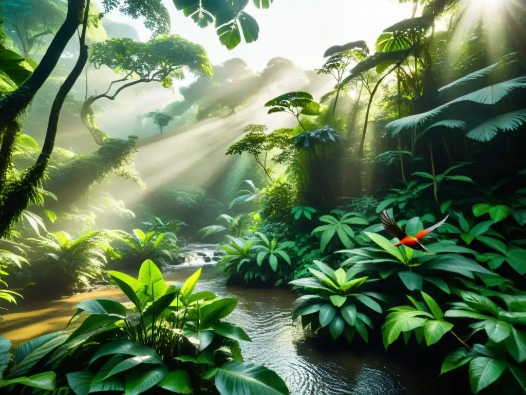 Selva exuberante: biodiversidad amazónica Exuberante selva amazónica con diversidad biológica