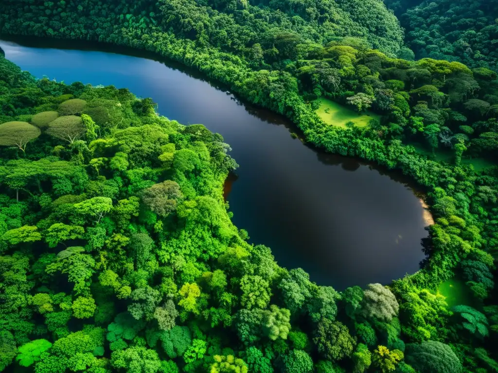 Exuberante selva amazónica con río serpenteante