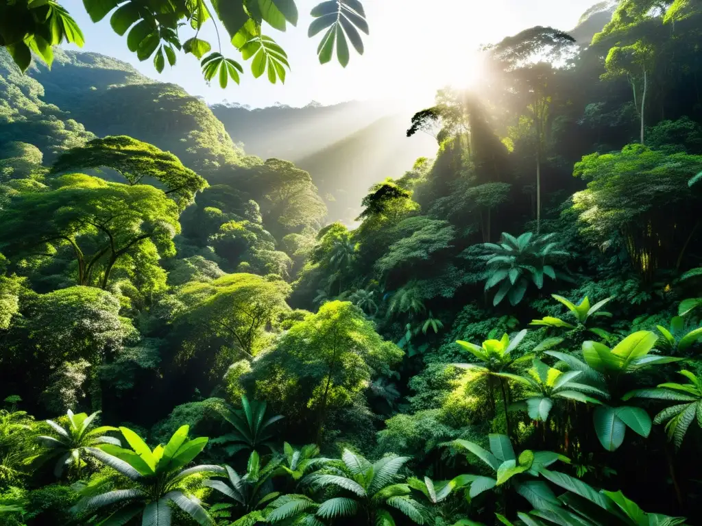 Exuberante selva tropical con diversa vida silvestre y vegetación vibrante