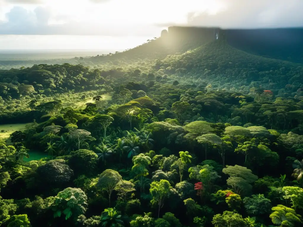 Un exuberante tramo del Amazonas, con árboles imponentes y una densa vegetación