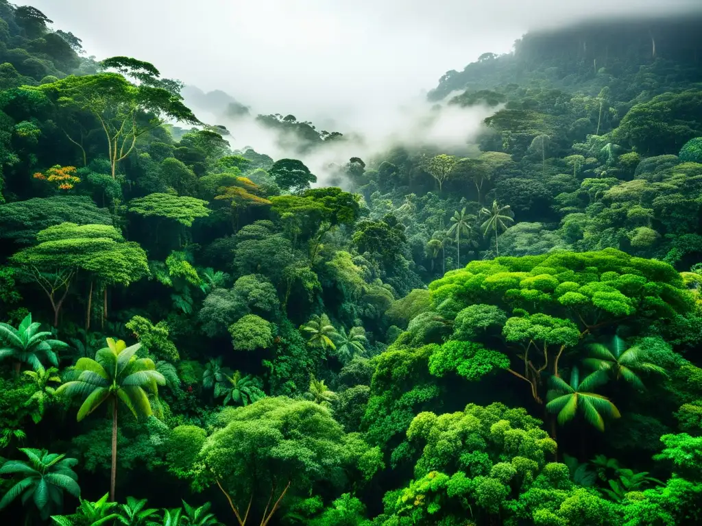 Un exuberante y vibrante bosque lluvioso rebosante de vida salvaje