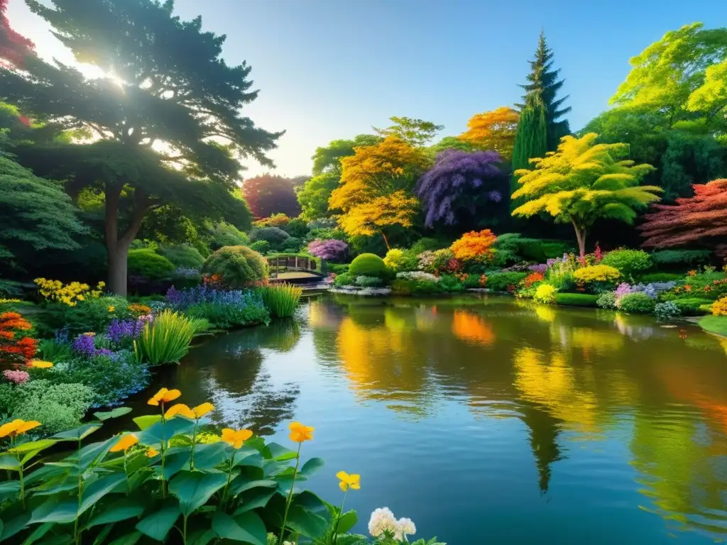 Un jardín botánico exuberante y vibrante, reflejando la importancia de las plantas y jardines para la salud emocional