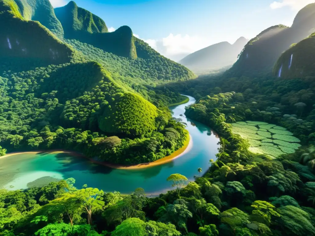 Un exuberante y vibrante bosque lluvioso con una diversidad de vida silvestre