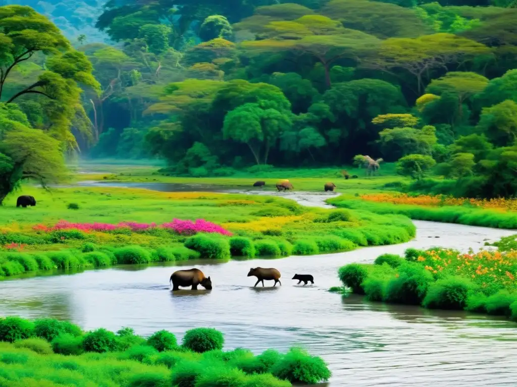 Una exuberante y vibrante selva llena de vida silvestre