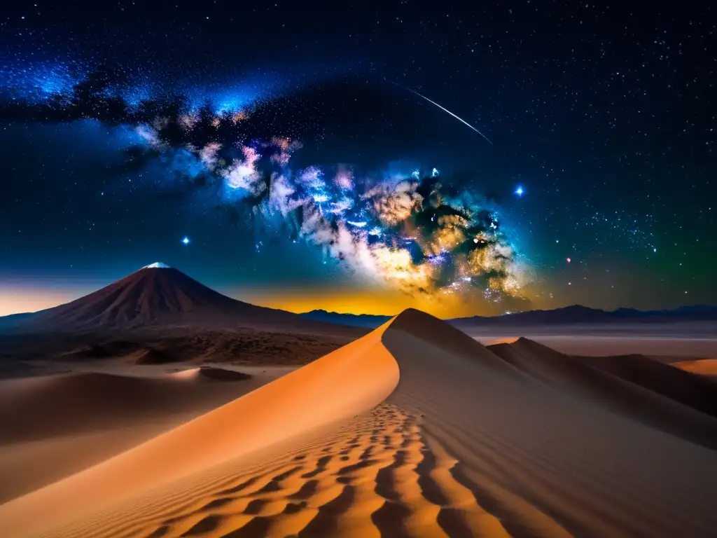 Fascinante imagen 8k detallada del cielo nocturno sobre el Desierto de Atacama, resaltando la belleza celestial y el astroecoturismo desierto Atacama