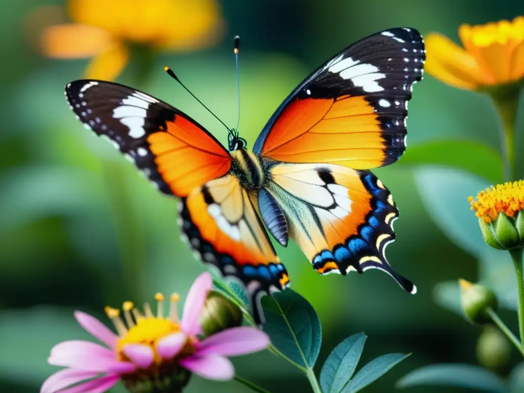 Mariposa en flor, mostrando la belleza y fragilidad de la naturaleza