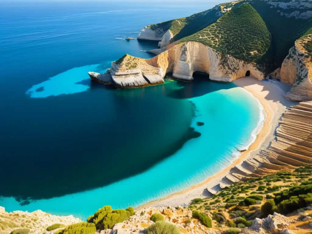 Formación de suelos en el Mediterráneo: panorámica de la costa mediterránea, con patrones de erosión y capas de roca, bajo la luz del sol