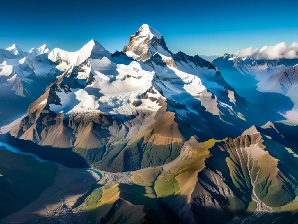 Foto impresionante de los majestuosos Andes: picos escarpados, cumbres nevadas y valles exuberantes