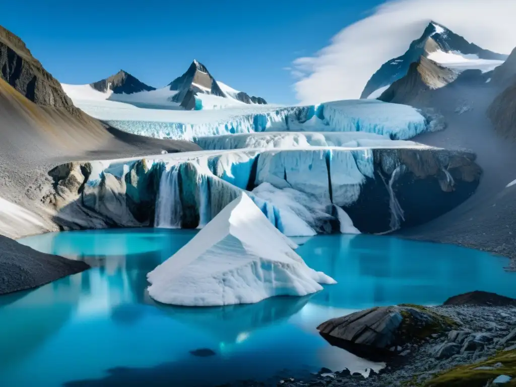 Glaciar en cumbres, cambio climático, ecosistema en riesgo, impactante imagen 8k